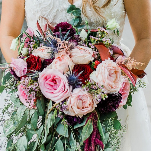 Royal Blush and Burgundy Wedding Bride Bouquet